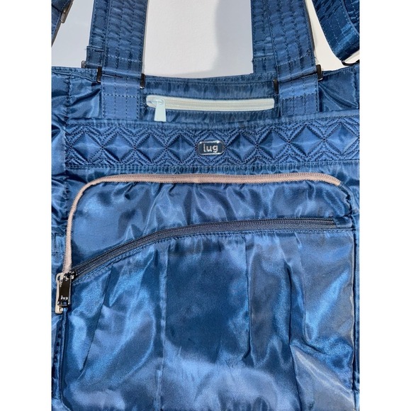 Lug Ace blue tote with crossbody strap multi pocketed large size - Picture 2 of 12